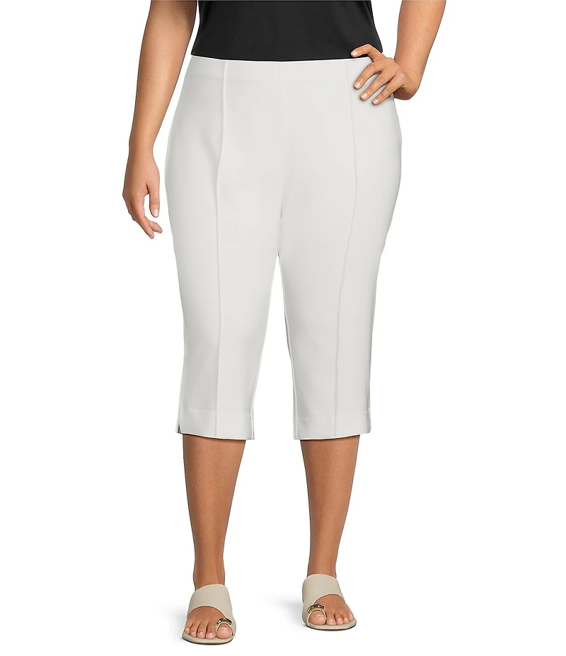 Investments Plus Size Pull-On Pintuck Capri Pants