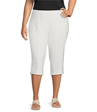 Investments Plus Size Pull-On Pintuck Capri Pants