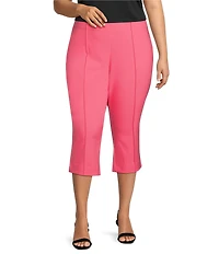 Investments Plus Size Pull-On Pintuck Capri Pants