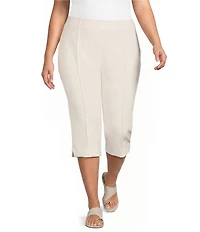 Investments Plus Size Pull-On Pintuck Capri Pants