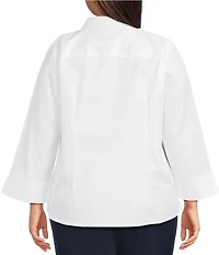 Investments Plus Size Rachel 3/4 Sleeve Point Collar Button Front Shirt