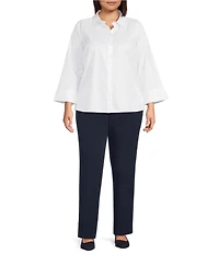 Investments Plus Size Rachel 3/4 Sleeve Point Collar Button Front Shirt