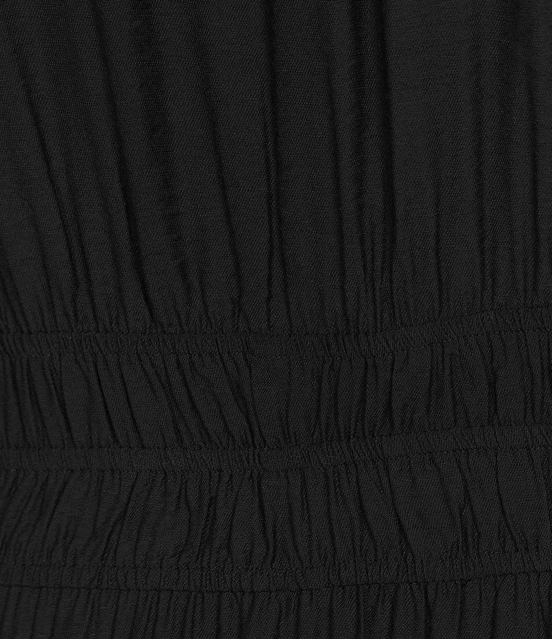 Investments Plus Size Cuff Sleeve Split Round Neck Midi Crinkle Dress