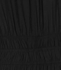Investments Plus Size Cuff Sleeve Split Round Neck Midi Crinkle Dress