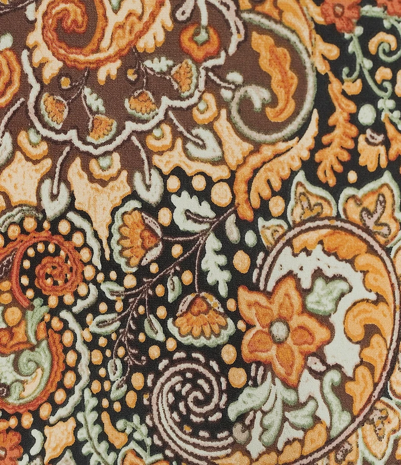 Investments Plus Size Soft Separates Black/Pinecone Painted Paisley Print Reversible Crew Neck Sleeveless Top