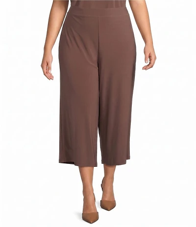 Investments Plus Size Soft Separates Elastic Waist Wide Leg Pull-On Crop Pants