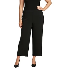 Investments Plus Size Soft Separates Elastic Waist Wide Leg Pull-On Crop Pants