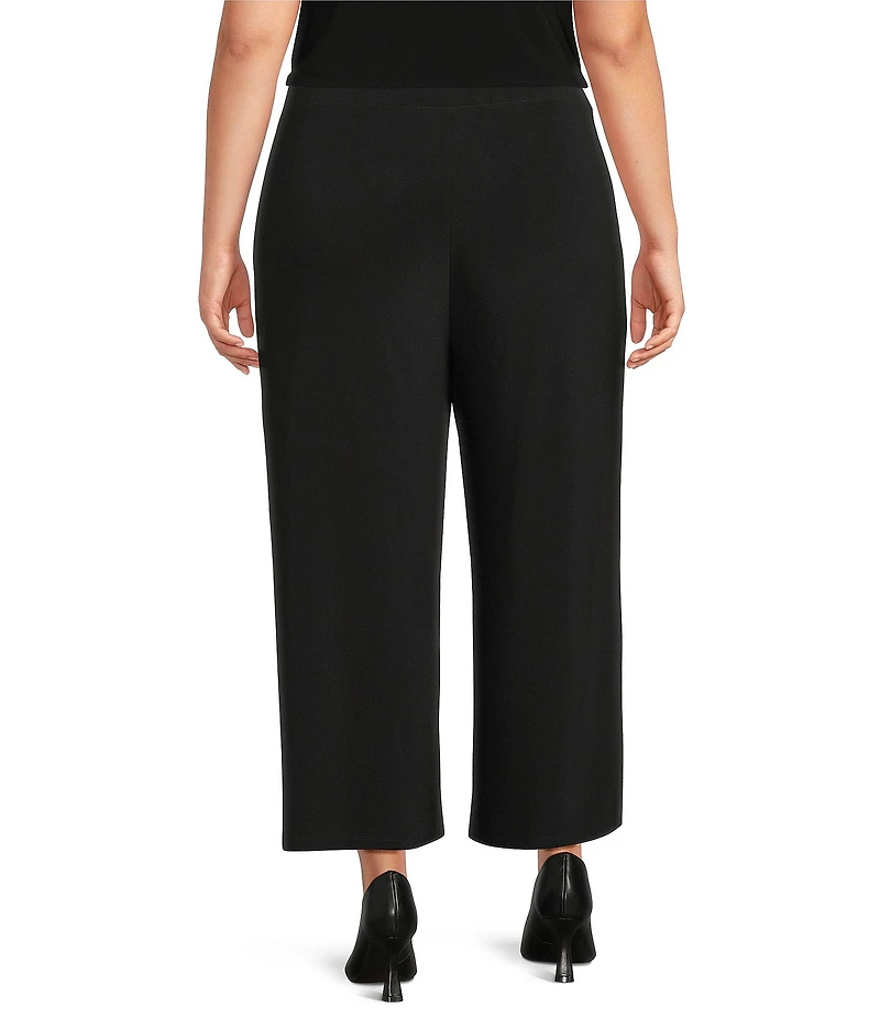 Investments Plus Size Soft Separates Elastic Waist Wide Leg Pull-On Crop Pants