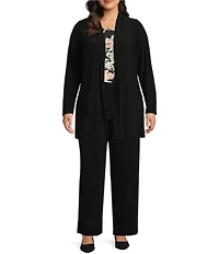 Investments Plus Size Soft Separates Floral Jade Reversible Crew to Scoop Neck Sleeveless Top