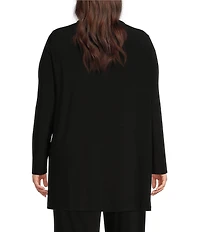 Investments Plus Size Soft Separates Long Sleeve Open Front Side Slit Jacket