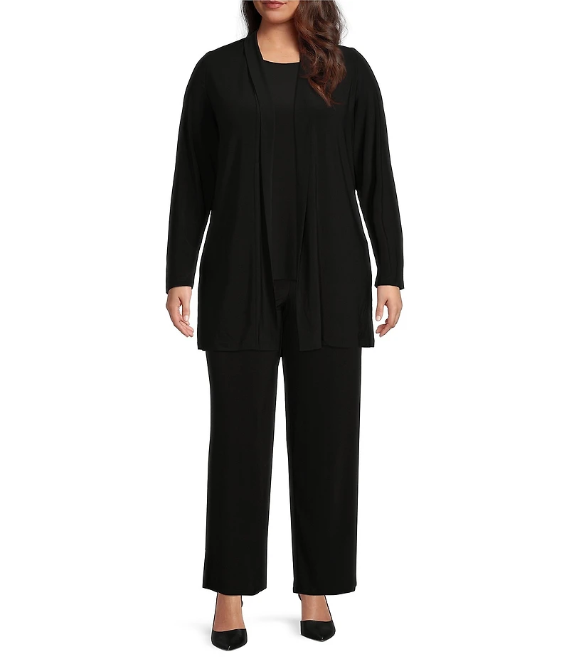 Investments Plus Size Soft Separates Long Sleeve Open Front Side Slit Jacket