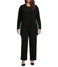 Investments Plus Size Soft Separates Long Sleeve Open Front Side Slit Jacket