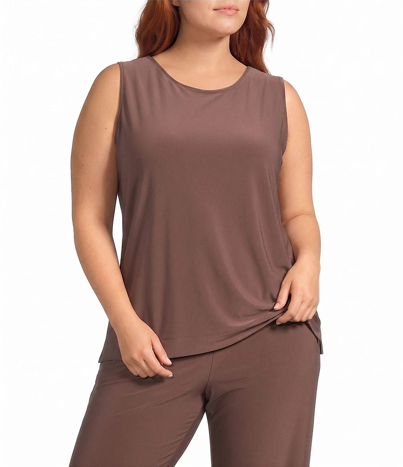 Investments Plus Size Soft Separates Reversible Crew to Scoop Neck Sleeveless Top