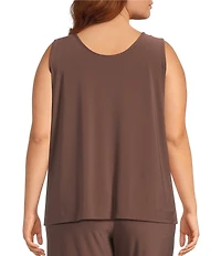 Investments Plus Size Soft Separates Reversible Crew to Scoop Neck Sleeveless Top