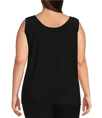 Investments Plus Size Soft Separates Reversible Crew to Scoop Neck Sleeveless Top