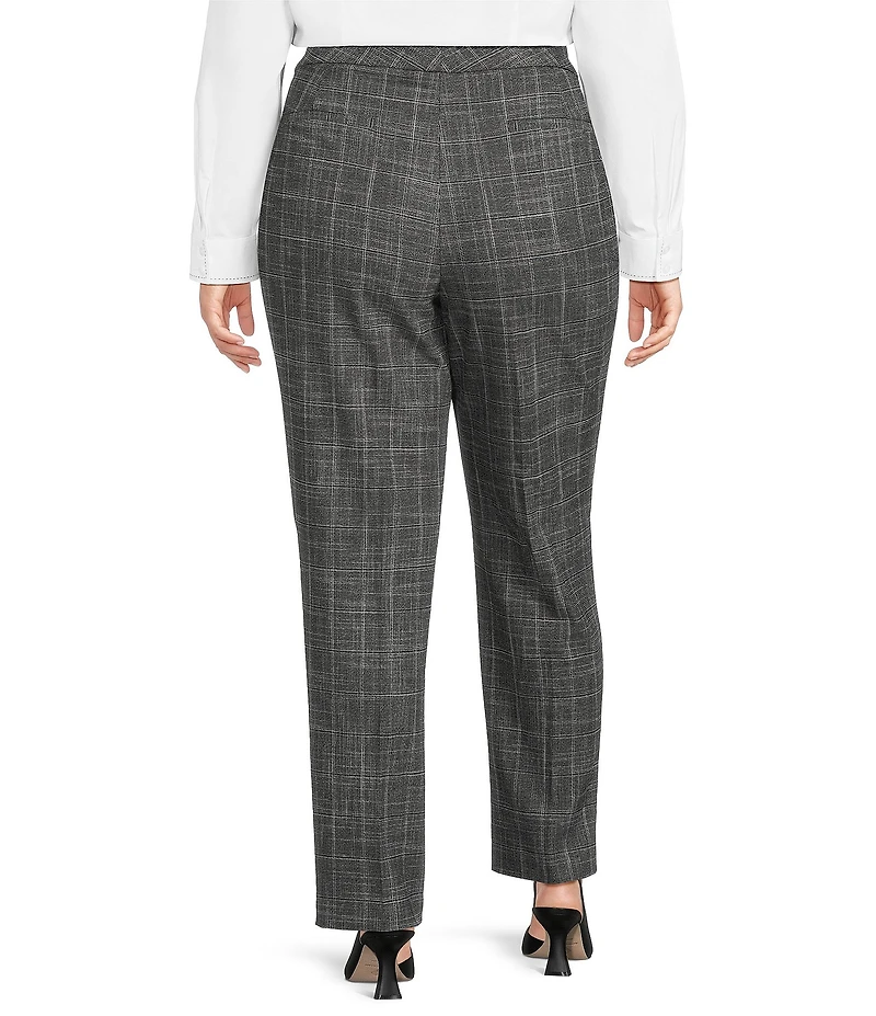 Investments Plus Size Static Grid 5TH AVE fit Straight Leg Tummy Control Pants