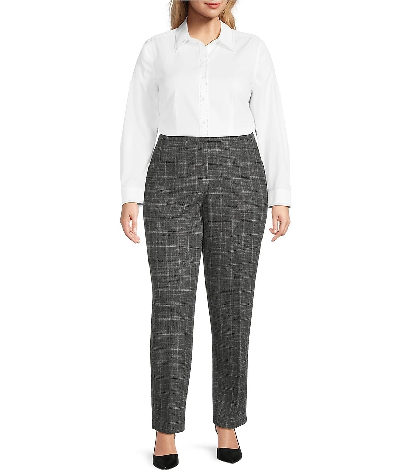 Investments Plus Size Static Grid 5TH AVE fit Straight Leg Tummy Control Pants