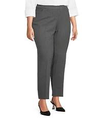 Investments Plus Size Stripe PARK AVE fit Stretch Straight Leg Pull-On Pants