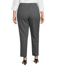 Investments Plus Size Stripe PARK AVE fit Stretch Straight Leg Pull-On Pants