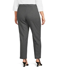 Investments Plus Size Stripe PARK AVE fit Stretch Straight Leg Pull-On Pants