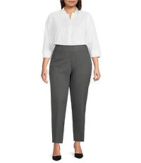 Investments Plus Size Stripe PARK AVE fit Stretch Straight Leg Pull-On Pants