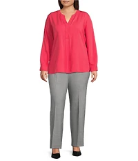 Investments Plus Size The PARK AVE Fit Black White Weave Stretch Straight Leg Pants