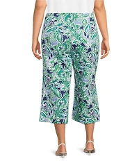 Investments Plus Size the PARK AVE fit Elite Stretch Multi Paisley Delight Print Wide Leg Crop Pants