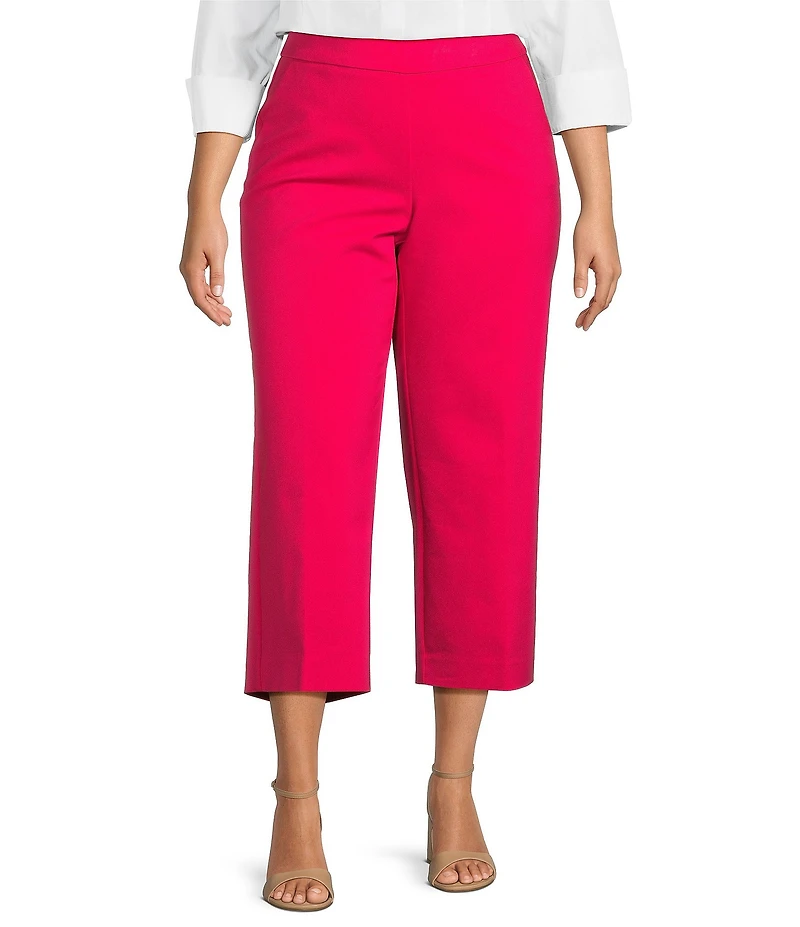 Investments Plus Size the PARK AVE fit Elite Stretch Pull-On Wide Leg Crop Pants