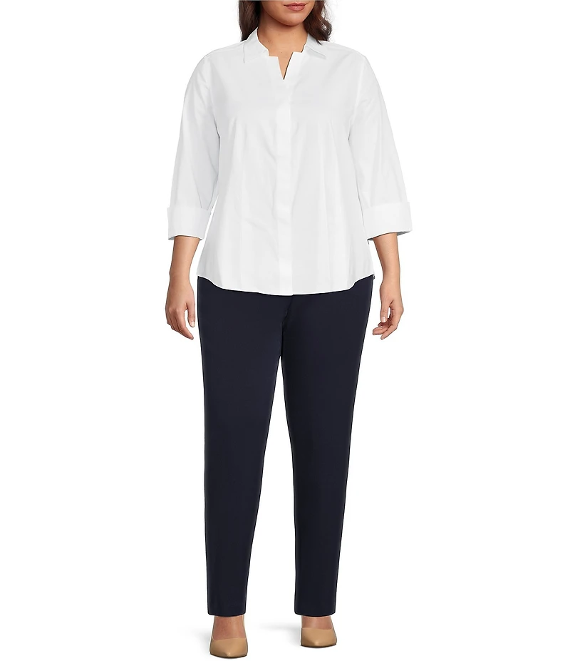 Investments Plus Size the PARK AVE fit Pull-On Straight Leg Pants