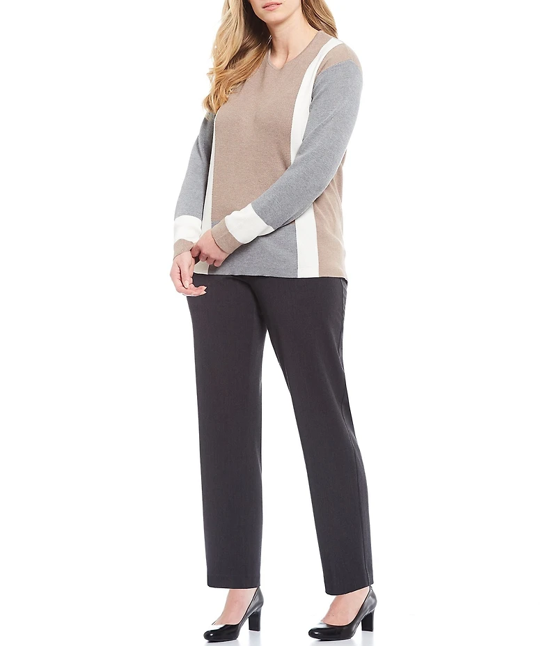 Investments Plus Size the PARK AVE fit Pull-On Straight Leg Pants
