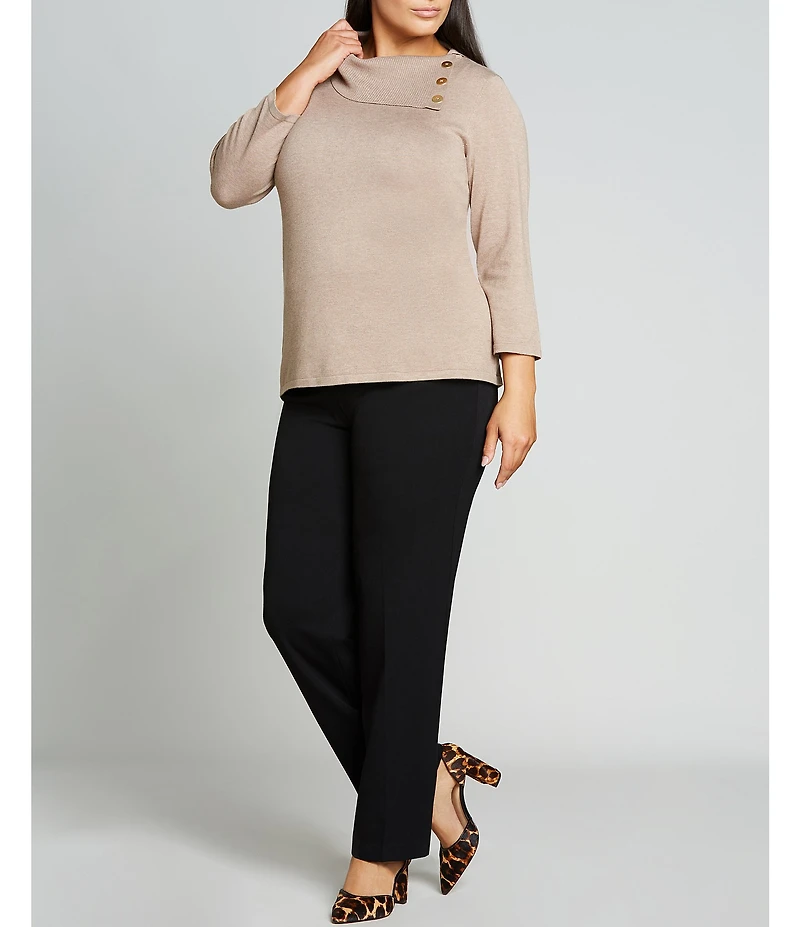 Investments Plus Size the PARK AVE fit Pull-On Straight Leg Pants