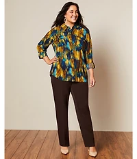 Investments Plus Size the PARK AVE fit Pull-On Straight Leg Pants