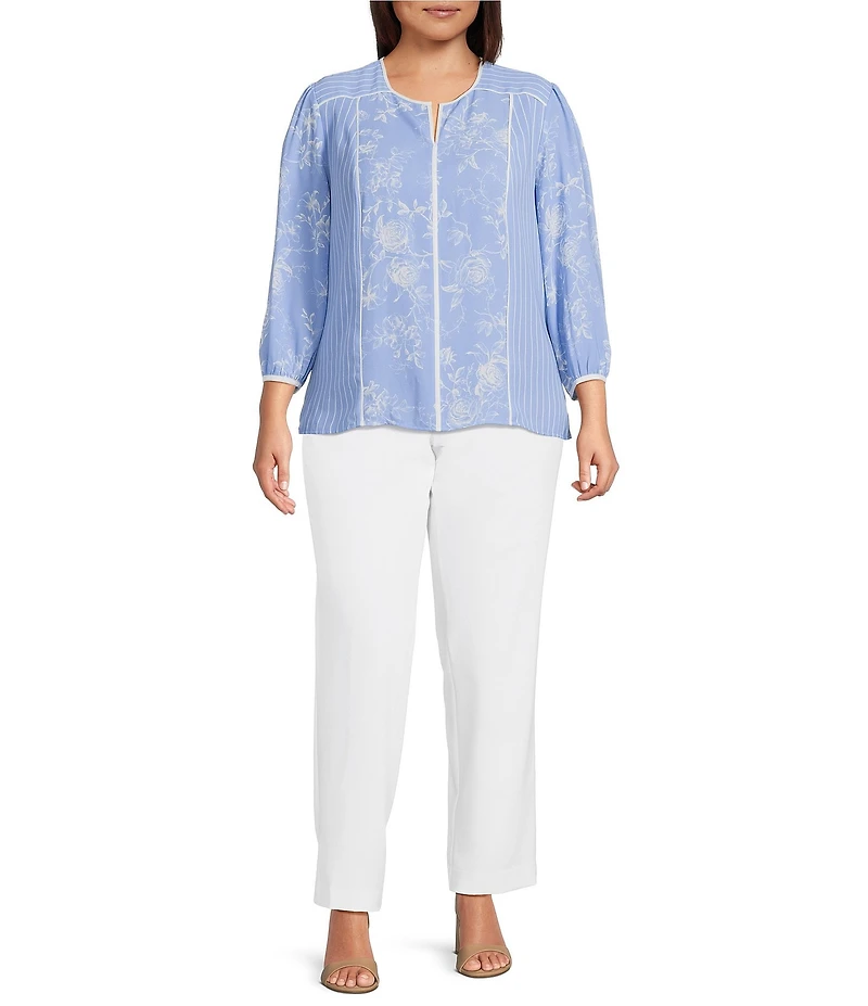 Investments Plus Size the PARK AVE fit Pull-On Straight Leg Comfort Waist Pants