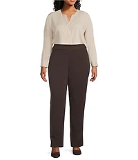 Investments Plus Size the PARK AVE fit Pull-On Straight Leg Comfort Waist Pants