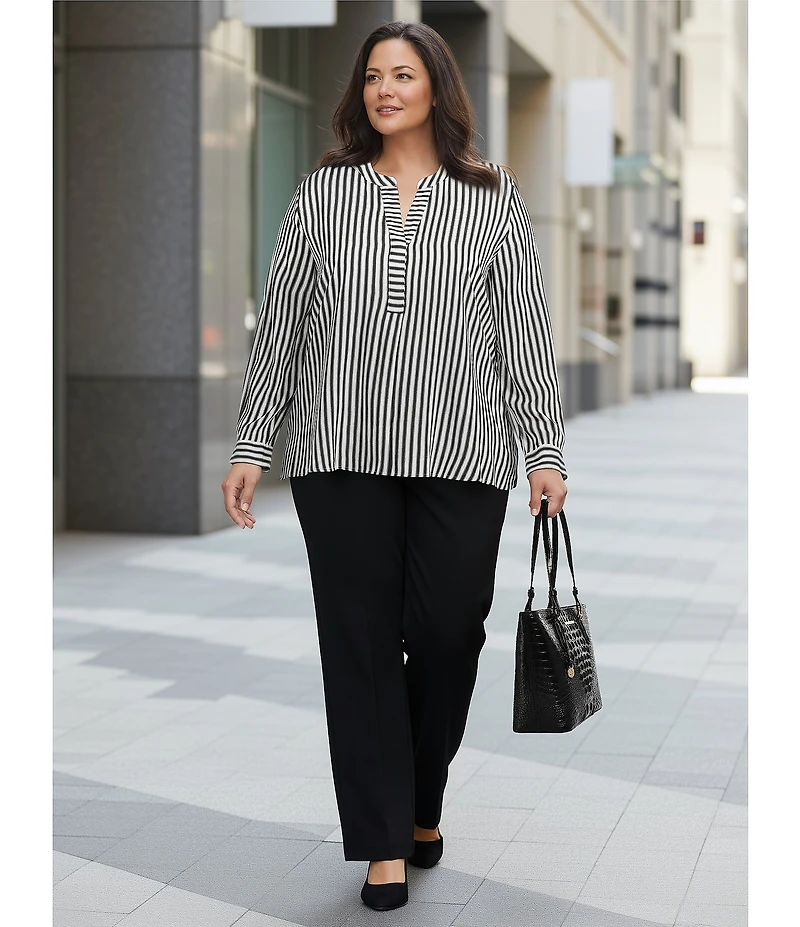 Investments Plus Size the PARK AVE fit Pull-On Straight Leg Comfort Waist Pants