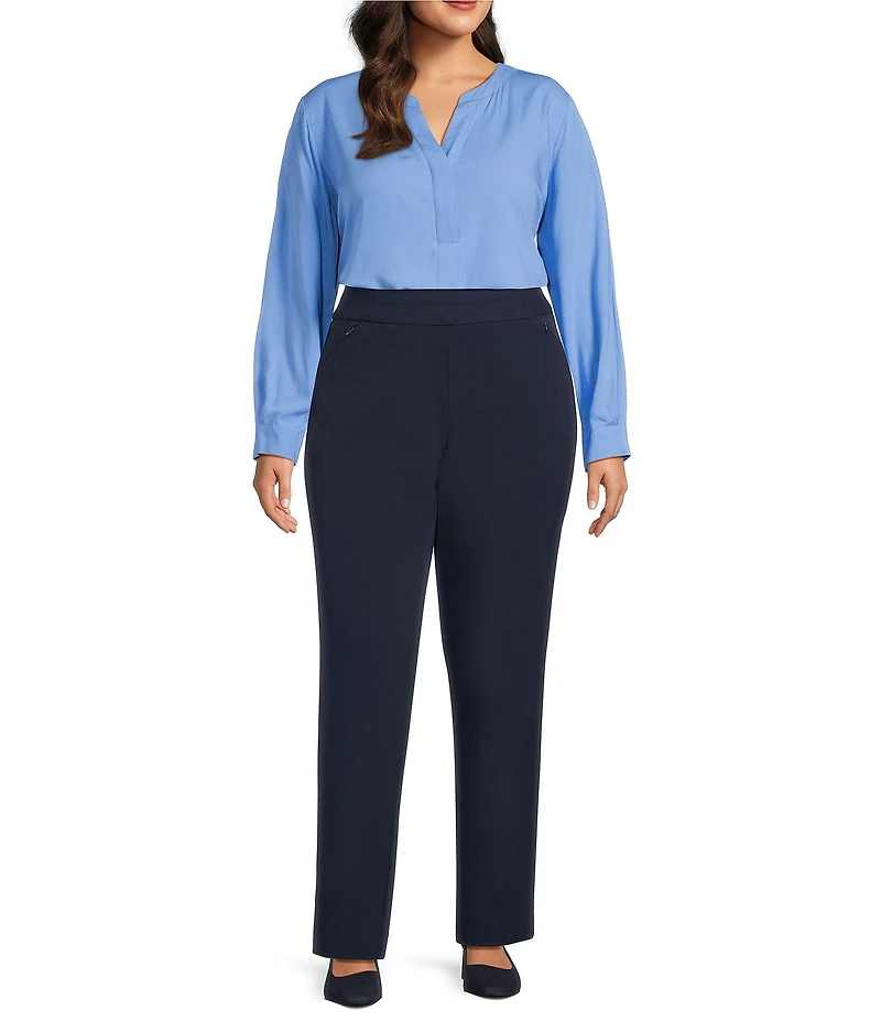 Investments Plus Size the PARK AVE fit Pull-On Straight Leg Comfort Waist Pants