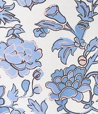 Investments Plus Size Vista Blue Sky Bloom Print Cap Sleeve Boat Neck Rory Knit Tee