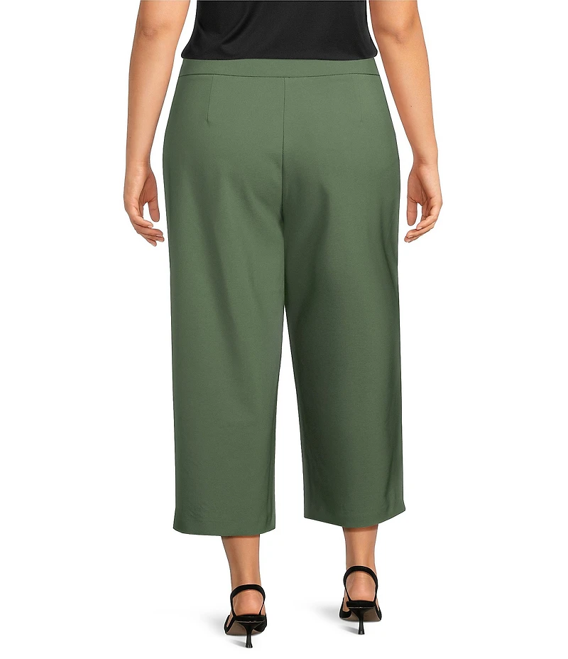 Investments Plus Size Wide Leg Embroidery Cut Out Crop Pants