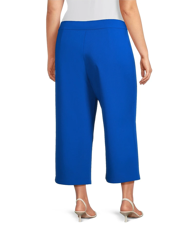 Investments Plus Size Wide Leg Embroidery Cut Out Crop Pants