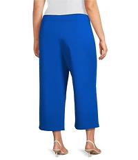 Investments Plus Size Wide Leg Embroidery Cut Out Crop Pants