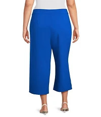 Investments Plus Size Wide Leg Embroidery Cut Out Crop Pants