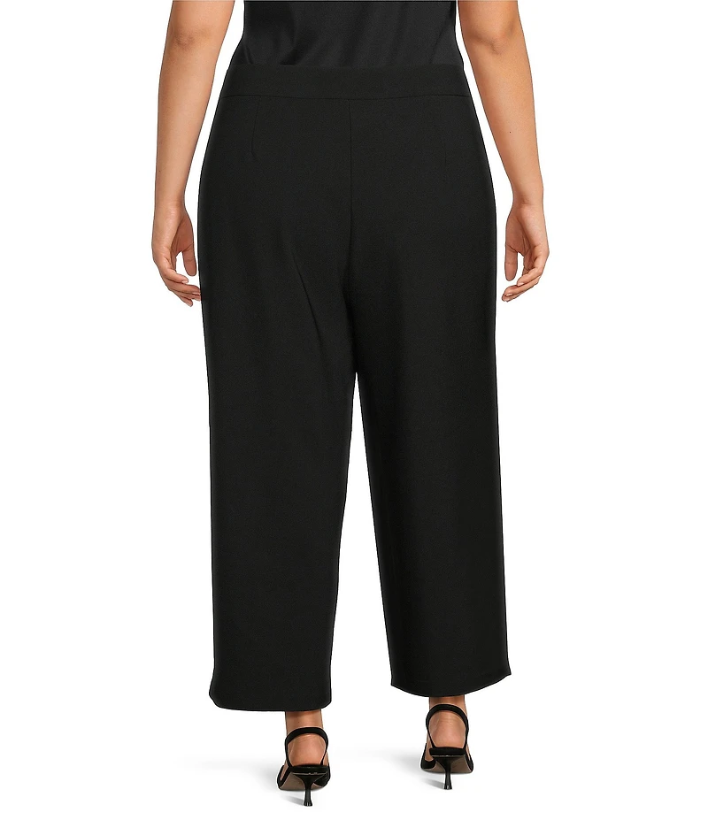 Investments Plus Size Wide Leg Embroidery Cut Out Crop Pants