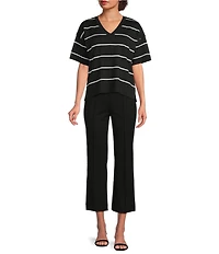 Investments Pull-On Light Weight Ponte Kick Flare Crop Pants