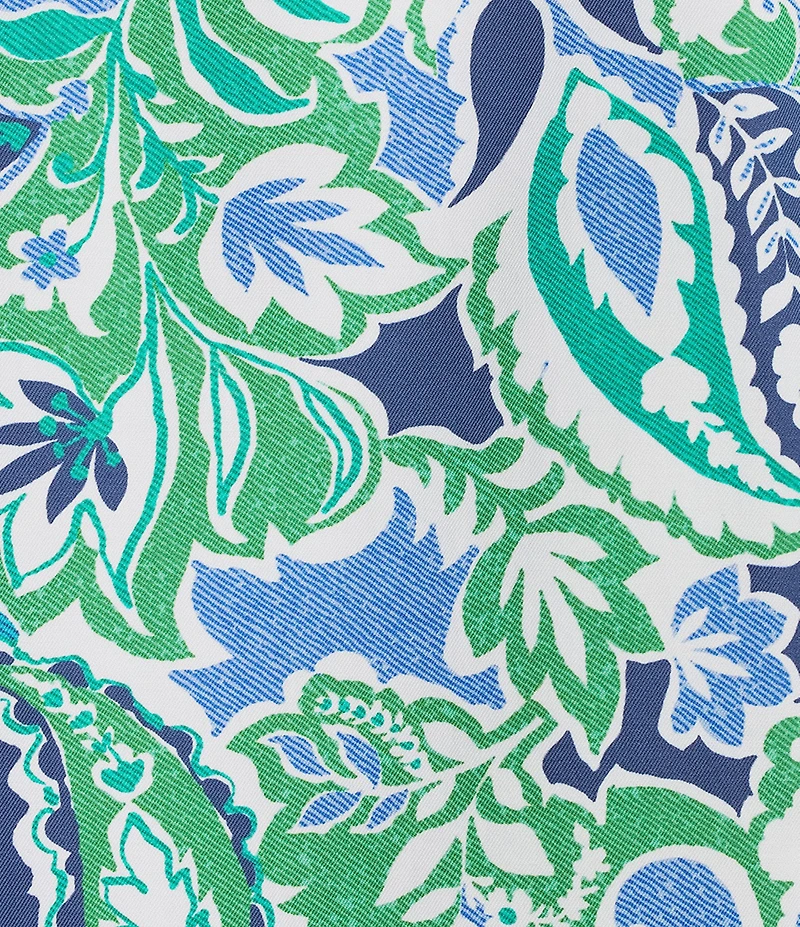 Investments Rachel Multi Paisley Delight Print 3/4 Sleeve Point Collar Button Front Shirt