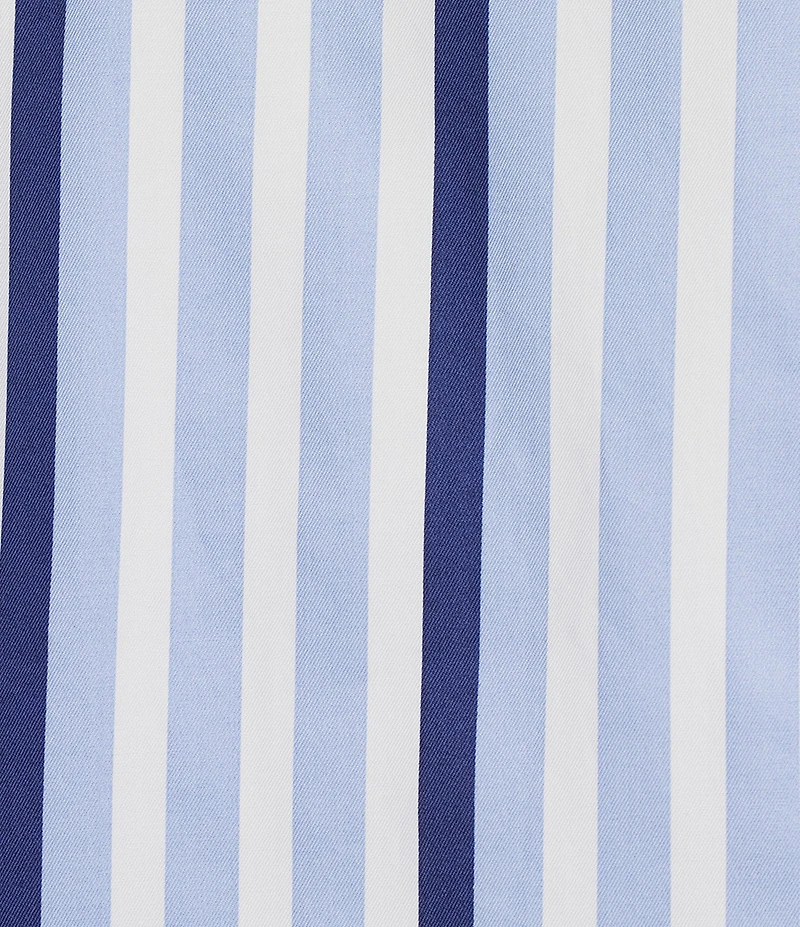 Investments Rachel Vista Blue Awning Stripe Print 3/4 Sleeve Point Collar Button Front Shirt