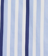 Investments Rachel Vista Blue Awning Stripe Print 3/4 Sleeve Point Collar Button Front Shirt