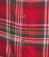 Investments Red Plaid Long Sleeve Point Collar Button Front Top