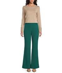 Investments Flare Leg Pull-On Basket Weave Pants