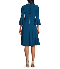 Investments Scuba Crepe 3/4 Bell Sleeve Fit and Flare Dress