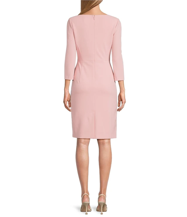 Calvin Klein Sleeveless Seam Front Scuba Crepe Crew Neck Sheath